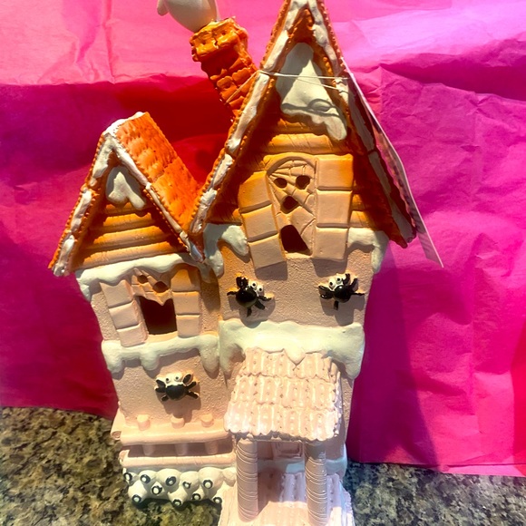 Light up Halloween Pink Faux Iced Cookie Haunted House w/ghost & Spiders! NWT - Picture 6 of 11